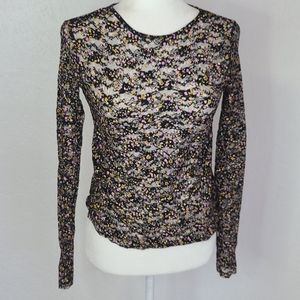 Retro 90s Bongo sheer black lace top medium
